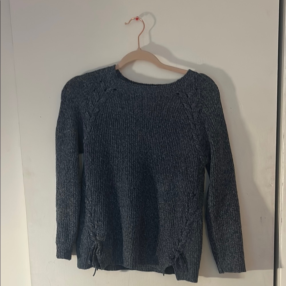 Dark Blue Crew Neck Chunky Knit Sweater